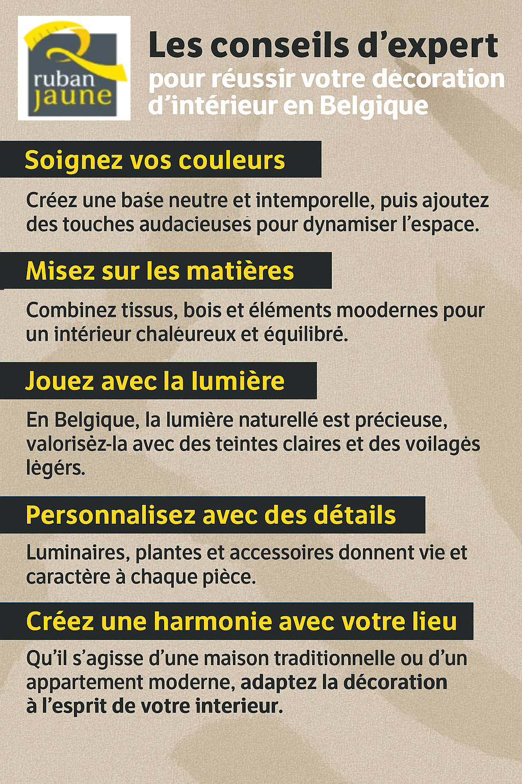 conseils décoration d'intérieur Belgique